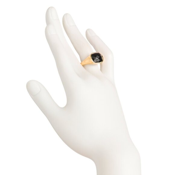 SHAANTI JEWELS  India 18kt Gold Plated Sterling Silver Black Onyx Ring - Picture 2 of 2